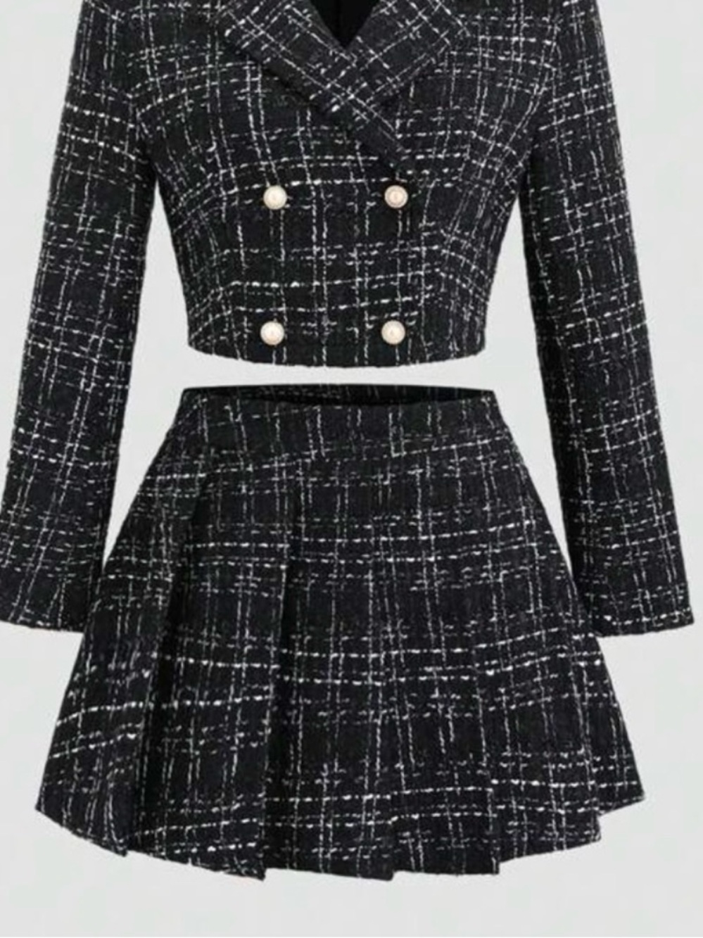 Elegant Black Tweed Skirt Holiday Outfit